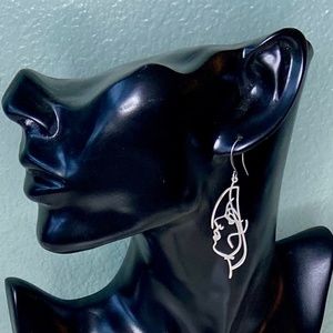 SALE Silver Earrings with Faces